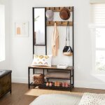Vestiaire industriel avec crochets et miroir - vasagle - hsr050b01 - marron rustique - noir - 98 x 36 ... Vestiaire industriel avec crochets et miroir - vasagle - hsr050b01 - marron rustique - noir - 98 x 36 ...