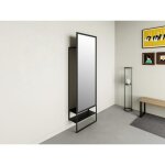 Vestiaire en mtal avec penderie miroir et 1 tagre - noir - isaly