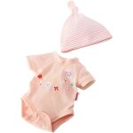 Vetements baby born 43 cm body imprime et bonnet raye pour poupon (ref. za01)