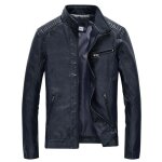 Vtements en cuir pour hommes - funmoon - coupe - vent locomotive - veste en cuir pu - bleu fonc - bleu ...