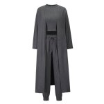 Vetement femme tricot 3 pieces ensemble cardigan debardeur et pantalon taille elastique sport couleur ...