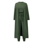 Vetement femme tricot 3 pieces ensemble cardigan debardeur et pantalon taille elastique sport couleur ...