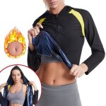 Vêtements de sudation femme haut de sudation costume survêtement sauna minceur manches longues fitness ... Vêtements de sudation femme haut de sudation costume survêtement sauna minceur manches longues fitness ...