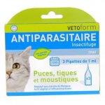Vetoform antiparasitaire chat 3 pipettes
