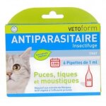 Vetoform antiparasitaire puces tiques et moustique 6 pipettes Vetoform antiparasitaire puces tiques et moustique 6 pipettes