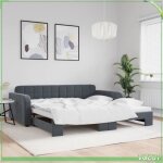 Vgeby lit de jour avec gigogne sans matelas gris foncé 100x200 cm - 7894202892852 Vgeby lit de jour avec gigogne sans matelas gris foncé 100x200 cm - 7894202892852