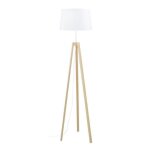 Viborg - lampadaire trpied bois naturelblanc abat - jour: tambour tissu blanc 1 ampoule e27 inspiration ...
