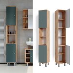 Meuble de rangement de salle de bain fynn 30x190cm chne de force dor marron vicco