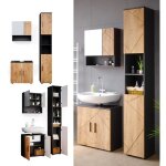 Meubles bain irma 3 pi�ces avec armoire haute ch�ne de force dor� / anthracite vicco