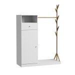 Vicco liria armoire penderie 2 portes blanc / bambou 100 x 145 x 40 cm - 1 tiroir