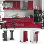 Meuble cuisine fame - line 40cm sans pt rouge bordeaux haute brillance blanc vicco