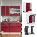 Meuble cuisine fame - line 60cm avec tiroir sans pt rouge bordeaux haute brillance blanc vicco