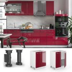 Meuble bas de cuisine fame - line 60cm sans pt rouge bordeaux haute brillance blanc vicco
