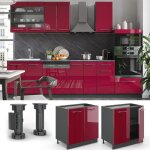Meuble bas sous - évier fame - line 80cm avec étagère sans pt rouge bordeaux haute brillance anthracite ... Meuble bas sous - évier fame - line 80cm avec étagère sans pt rouge bordeaux haute brillance anthracite ...
