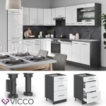 Meuble cuisine fame - line 50cm sans pt blanc haute brillance anthracite vicco