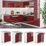 Meuble cuisine r - line 60cm avec tiroir pt marbre rouge bordeaux haute brillance blanc vicco