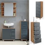 Meuble salle de bain ilias 30x95cm ch�ne de force dor� vicco 31927