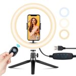 Victsing - bh472 10 ring light avec tr�pied 3 modes 10 luminosit� anneau lumineux avec t�l�commande et ...