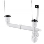 Vidage cha�nette complet �60 pour �vier lavelli inox 2 cuves