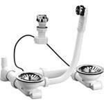 Vidage �vier complet 2 cuves trous 90 mm double bonde automatique � c�ble tous mat�riaux