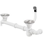 Vidage manuel complet pour �vier 2 cuves avec trop plein rond - moderna - fctv090p08