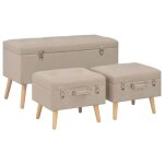 Vidaxl lot de 3 tabourets de rangement bout de lit repose - pied de salon organisateur dentr�e salle ...