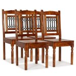 Vidaxl 4x chaises de salle � manger bois massif avec finition sesham cuisine 275271