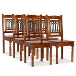 Vidaxl 6x chaises de salle � manger bois massif avec finition sesham cuisine 275272