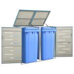 Vidaxl abri pour deux poubelles cache - poubelle avec couvercle bote de rangement  poubelles jardin ...