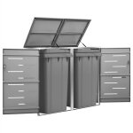 Vidaxl abri pour deux poubelles 138x775x1155 cm inox acier inoxydable anthracite