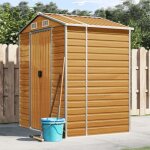 Vidaxl abri de jardin marron clair 191x130x198 cm acier galvanis� rangement de jardin abri � outils de ...