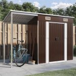 Vidaxl abri de jardin avec toit prolong� cabane � outils avec poign�es remise � outils abri de rangement ...
