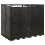 Vidaxl abri pour poubelle double noir 140x80x117 cm résine tressée 319861 Vidaxl abri pour poubelle double noir 140x80x117 cm résine tressée 319861