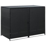 Abris pour poubelle - vidaxl - double - rsine tresse - noir - 148x80x111 cm