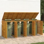 Vidaxl abri  poubelle quadruple 280x89x117 cm bois massif dacacia 3155241