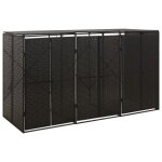 Vidaxl abri pour poubelle triple noir 207x80x117 cm résine tressée 319862 Vidaxl abri pour poubelle triple noir 207x80x117 cm résine tressée 319862