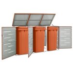Vidaxl abri pour trois poubelles 207x775x115 cm inox 52. 05 kg