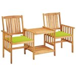 Vidaxl acacia solide chaises de jardin avec table � th� et coussins mobilier de bistro salon de jardin ...