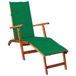 Vidaxl acacia solide chaise de terrasse avec repose - pied et coussin transat de jardin bain de soleil ...