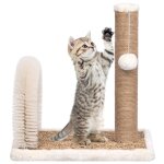 Arbre � chat - vidaxl - 49x29x42 cm - marron et blanc - grattoir et brosse de toilettage