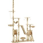 Vidaxl arbre � chat et griffoirs 230 - 250 cm empreintes de pattes beige