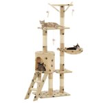 Vidaxl arbre � chat avec griffoir en sisal 138cm beige motif de pattes