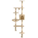 Vidaxl arbre  chat avec griffoirs en sisal montage mural 194 cm beige