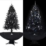 Vidaxl arbre de no�l neigeux avec base de parapluie d�coration de no�l sapin artificiel salon salle de ...
