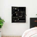 Vidaxl armoire  bijoux avec miroir et clairage led mural noir 353248