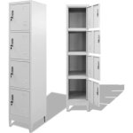 Armoire  casiers - vidaxl - 4 compartiments - gris - 180 cm - meuble d?entre