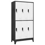 Vidaxl armoire � casiers anthracite et blanc 90x45x180 cm acier 339800