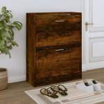 Vidaxl armoire � chaussures ch�ne fum� 63x24x81 cm bois ding�nierie 342561