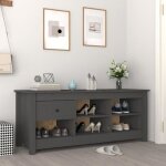 Vidaxl armoire � chaussures gris 110x38x455 cm bois de pin massif 814596