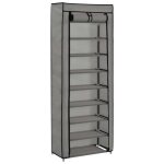 Vidaxl armoire à chaussures avec housse gris 57x29x162 cm tissu Vidaxl armoire à chaussures avec housse gris 57x29x162 cm tissu